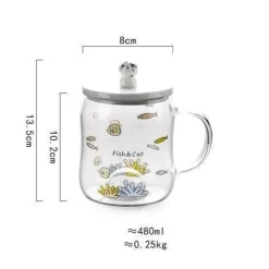 The Cozy Mug Küche & Esszimmer-Cartoon-Katzen-Tasse – süßes transparentes Trinkgeschirr