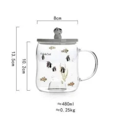 The Cozy Mug Küche & Esszimmer-Cartoon-Katzen-Tasse – süßes transparentes Trinkgeschirr