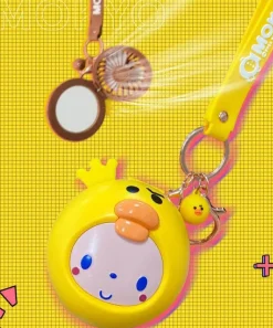 Roam Ready Frauenpflege|Körperpflege-Cartoon-Schminkspiegel mit USB-Ventilator – Tragbares Kosmetikwerkzeug