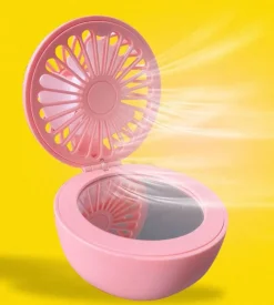Roam Ready Frauenpflege|Körperpflege-Cartoon-Schminkspiegel mit USB-Ventilator – Tragbares Kosmetikwerkzeug