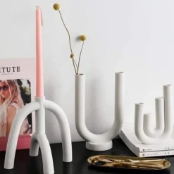 Tom Wohndeko-Ceranova Abstract Ceramic Candle Holder – Modern Minimalist Accent