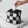 Aqua Essence Badezimmer-Checkered Tissue Box Cover - Decorative Holder for Home Decor