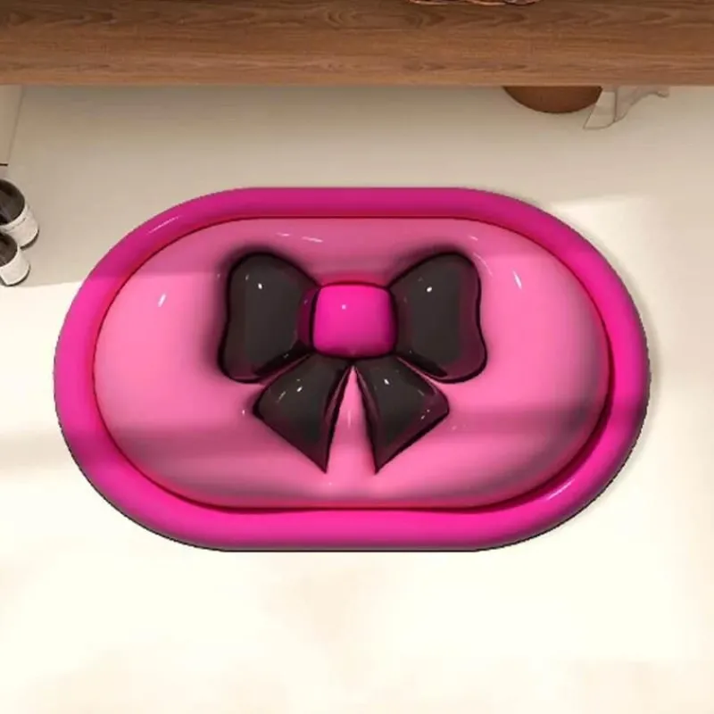 The Blissful Bath Badezimmer-Chic Bow Tie Mat - Non-Slip 3D Floor Rug