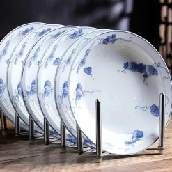 Elegance at the Table Küche & Esszimmer-Chinesische blau-weiße Gemüseteller und Reissuppenschüsseln aus Porzellan - 2er-Set