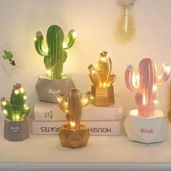 Comfort u0026 Style Beleuchtung-Colorful Cactus LED Night Lamp - Table Decor