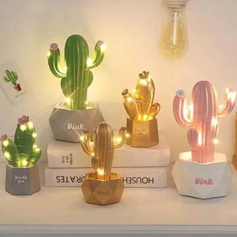 Comfort u0026 Style Beleuchtung-Colorful Cactus LED Night Lamp - Table Decor