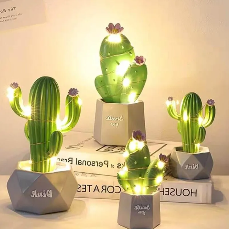 Comfort u0026 Style Beleuchtung-Colorful Cactus LED Night Lamp - Table Decor