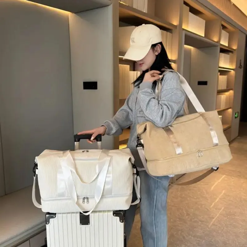 BagAura Taschen & Geldbörsen-Cord-Reisetasche – Schuhfach, Weekender-Tasche