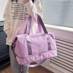 BagAura Taschen & Geldbörsen-Cord-Reisetasche – Schuhfach, Weekender-Tasche