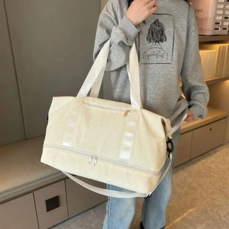 BagAura Taschen & Geldbörsen-Cord-Reisetasche – Schuhfach, Weekender-Tasche