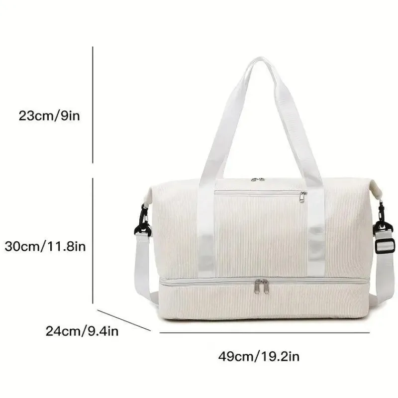 BagAura Taschen & Geldbörsen-Cord-Reisetasche – Schuhfach, Weekender-Tasche