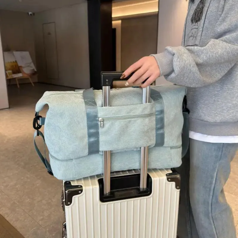 BagAura Taschen & Geldbörsen-Cord-Reisetasche – Schuhfach, Weekender-Tasche