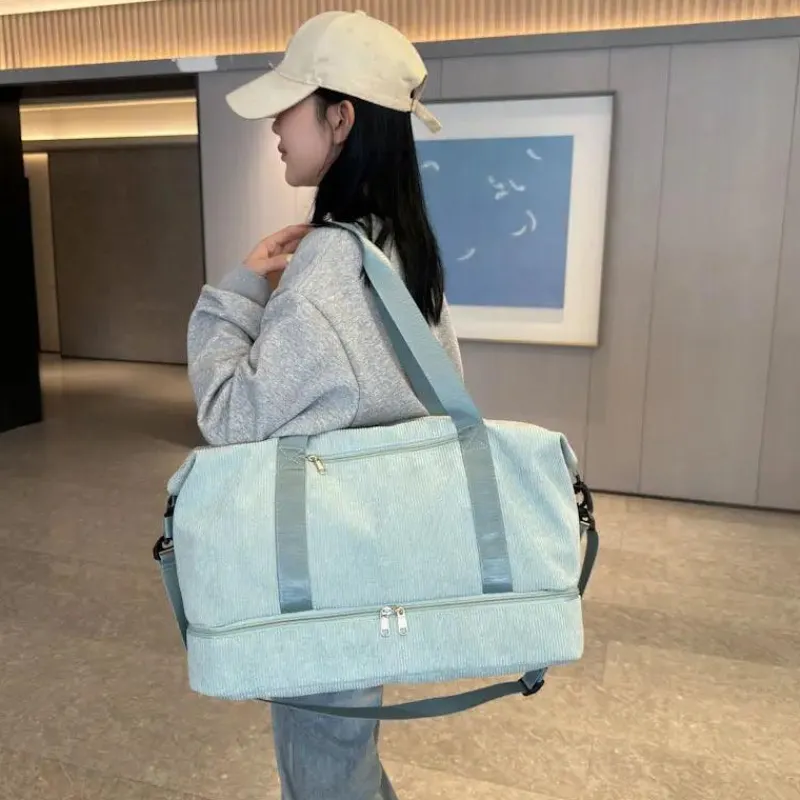 BagAura Taschen & Geldbörsen-Cord-Reisetasche – Schuhfach, Weekender-Tasche