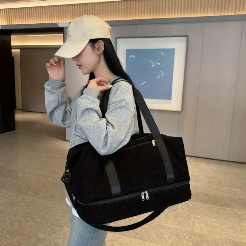 BagAura Taschen & Geldbörsen-Cord-Reisetasche – Schuhfach, Weekender-Tasche