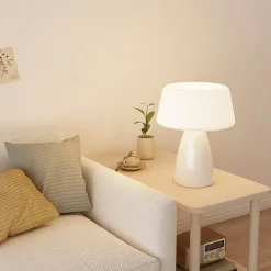 The Light Loft Beleuchtung-Cremefarbene Pilz-Tischlampe – Moderne rustikale Leuchte