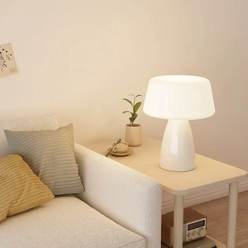 The Light Loft Beleuchtung-Cremefarbene Pilz-Tischlampe – Moderne rustikale Leuchte