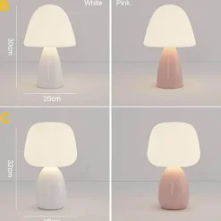 The Light Loft Beleuchtung-Cremefarbene Pilz-Tischlampe – Moderne rustikale Leuchte