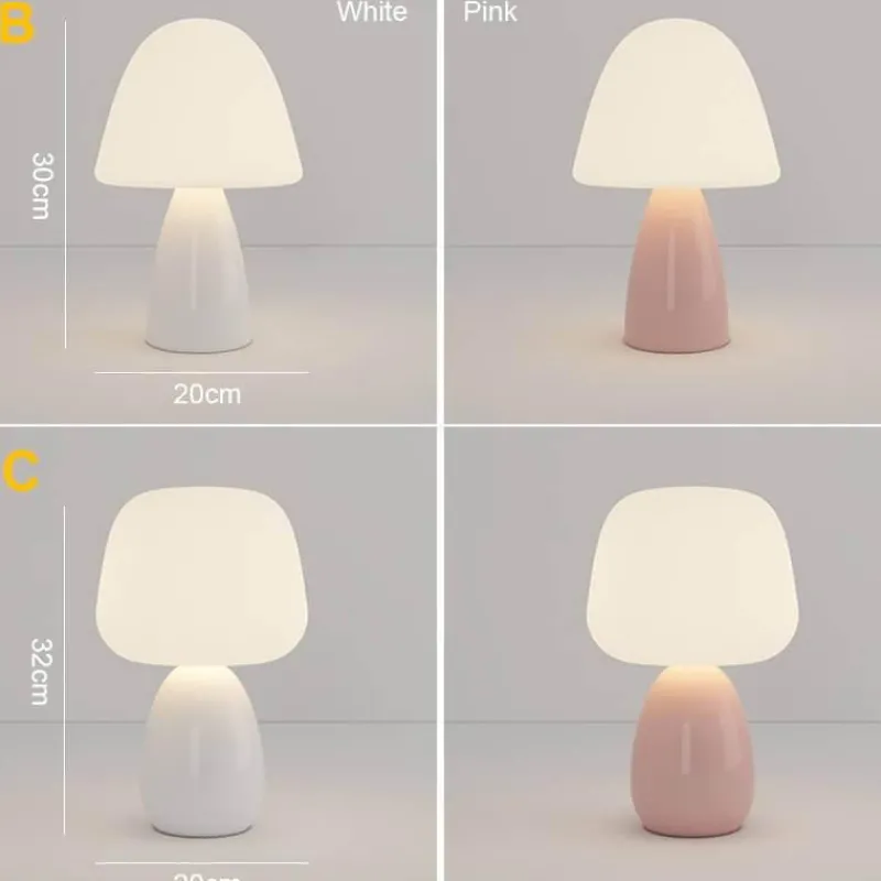 The Light Loft Beleuchtung-Cremefarbene Pilz-Tischlampe – Moderne rustikale Leuchte