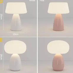 The Light Loft Beleuchtung-Cremefarbene Pilz-Tischlampe – Moderne rustikale Leuchte