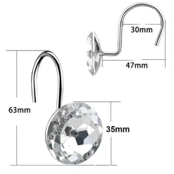 Aqua Essence Badezimmer-Crystal Ball Shower Curtain Hooks - Decorative Bathroom Accessories