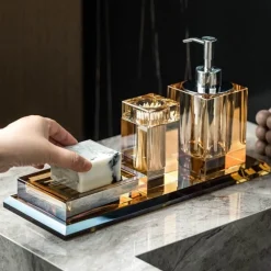 Serene Splash Badezimmer-Crystal Glass Bathroom Accessories Set - Juiletta Collection