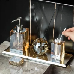 Serene Splash Badezimmer-Crystal Glass Bathroom Accessories Set - Juiletta Collection