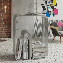 Modern Home Wohndeko-Curva Metal Stool & Side Table – Modern Scandinavian Stainless Steel Design