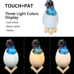 Comfort u0026 Style Beleuchtung-3D Dinosaur Egg Night Light - Colorful Remote Control Bedside Lamp