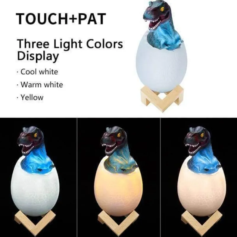 Comfort u0026 Style Beleuchtung-3D Dinosaur Egg Night Light - Colorful Remote Control Bedside Lamp