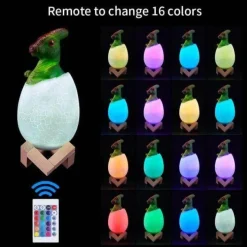 Comfort u0026 Style Beleuchtung-3D Dinosaur Egg Night Light - Colorful Remote Control Bedside Lamp