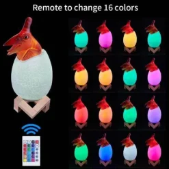 Comfort u0026 Style Beleuchtung-3D Dinosaur Egg Night Light - Colorful Remote Control Bedside Lamp