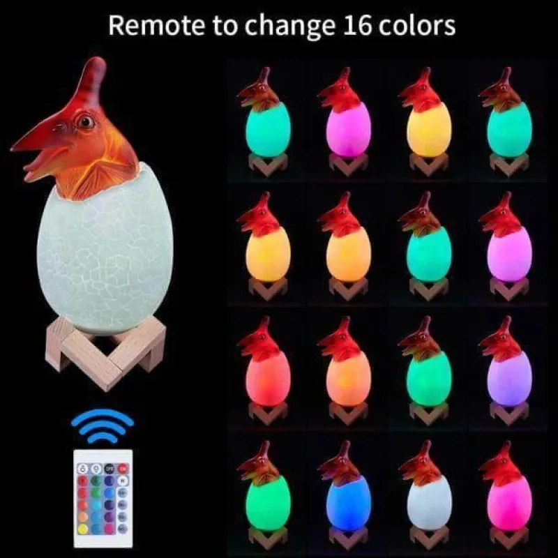 Comfort u0026 Style Beleuchtung-3D Dinosaur Egg Night Light - Colorful Remote Control Bedside Lamp