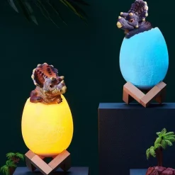 Comfort u0026 Style Beleuchtung-3D Dinosaur Egg Night Light - Colorful Remote Control Bedside Lamp