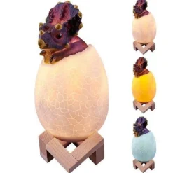 Comfort u0026 Style Beleuchtung-3D Dinosaur Egg Night Light - Colorful Remote Control Bedside Lamp