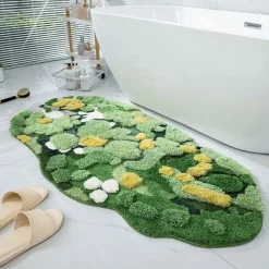 Soft Steps Badezimmer-3D Flocked Moss Mats - Realistic Greenery Decor