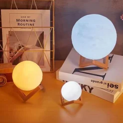 The Gilded Nest Beleuchtung-3D Moon Night Lamp - Rechargeable LED Touch Light