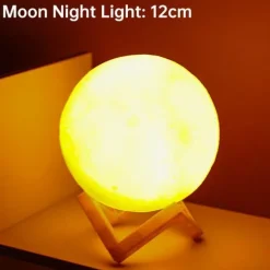 The Gilded Nest Beleuchtung-3D Moon Night Lamp - Rechargeable LED Touch Light