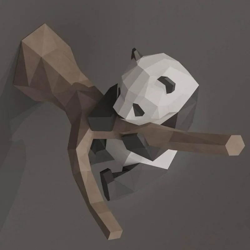 Comfort u0026 Style Wohndeko-3D Panda Wandkunst - Handgemachtes geometrisches Dekor