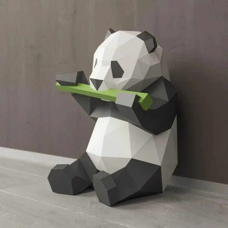 Comfort u0026 Style Wohndeko-3D Panda Wandkunst - Handgemachtes geometrisches Dekor