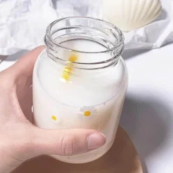 Tom Küche & Esszimmer-Daisy Flower 350 ml Glaswasserflasche – Stilvoller tragbarer Becher