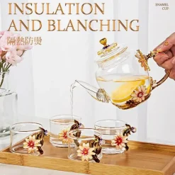 Plates u0026 More Küche & Esszimmer-Daisy Kristallglas-Teekannen-Set – Emaille für heiße und kalte Getränke