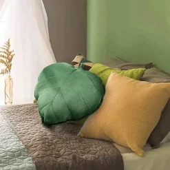 Pillow Haven Bettzeug-3D-Blatt-Plüschkissen – weiches Wurfkissen für Zuhause und Auto