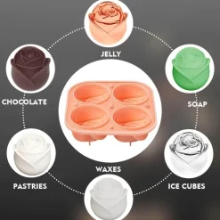 The Culinary Kit Küche & Esszimmer-3D-Eisform in Rosenform – großer, eleganter Eiswürfelbereiter