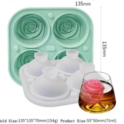 The Culinary Kit Küche & Esszimmer-3D-Eisform in Rosenform – großer, eleganter Eiswürfelbereiter