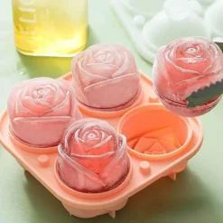 The Culinary Kit Küche & Esszimmer-3D-Eiswürfelformen aus Silikon in Rosenform – dekorative Getränkeformen