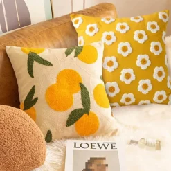 Pillow Haven Bettzeug-Dekorativer Kissenbezug aus Sonnenblumen-Jacquard