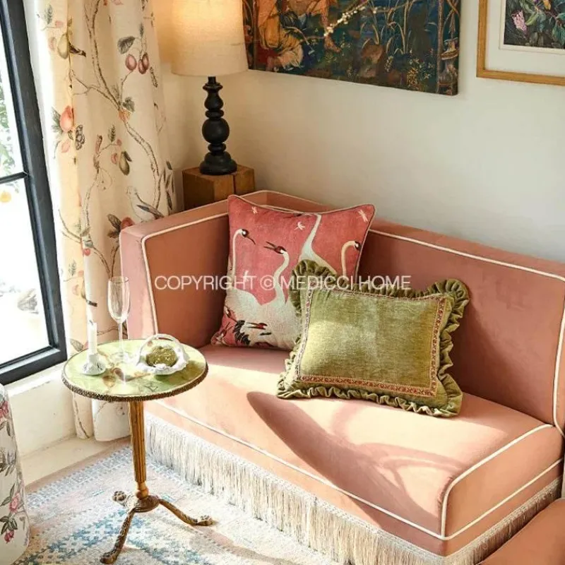 Pillow Haven Bettzeug-Dekorativer Kissenbezug im Retro-Stil – 45 x 45 cm, tanzender Kranich