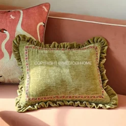 Pillow Haven Bettzeug-Dekorativer Kissenbezug im Retro-Stil – 45 x 45 cm, tanzender Kranich