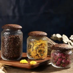 Cozy Nest Decor Küche & Esszimmer-Dekoratives Vorratsglas aus gehämmertem Glas – stilvoller Küchenbehälter