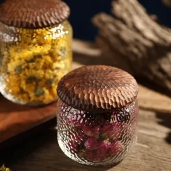 Cozy Nest Decor Küche & Esszimmer-Dekoratives Vorratsglas aus gehämmertem Glas – stilvoller Küchenbehälter